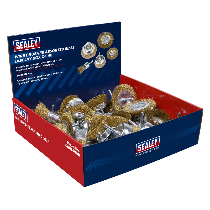 Sealey Crimped Wire Brushes Assorted Sizes - 40 Pack