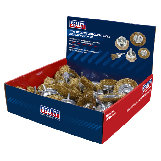 Sealey Crimped Wire Brushes Assorted Sizes - 40 Pack