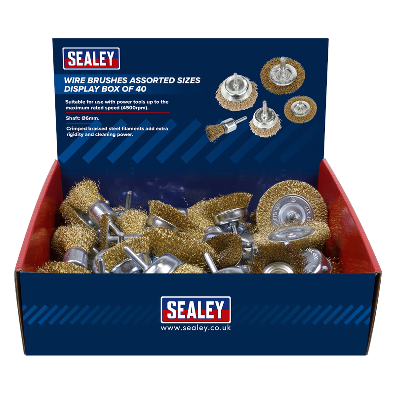 Sealey Crimped Wire Brushes Assorted Sizes - 40 Pack
