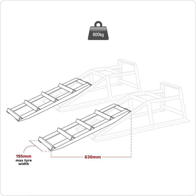 Sealey Car Ramp Extensions 400kg Each/800kg Pair 630mm