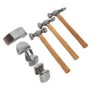Sealey Drop-Forged Panel Beating Set CB507 7 Piece with Hammers and Dollies