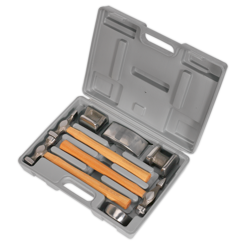 Sealey Drop-Forged Panel Beating Set CB507 7 Piece with Hammers and Dollies