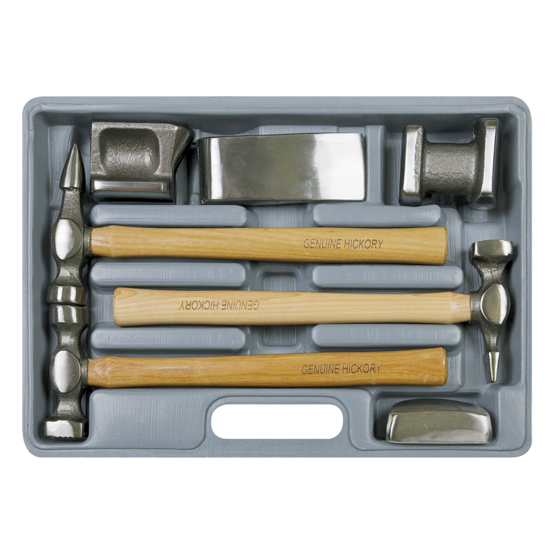 Sealey Drop-Forged Panel Beating Set CB507 7 Piece with Hammers and Dollies