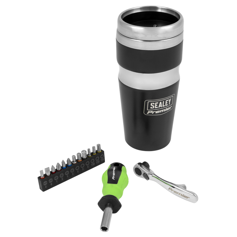 Sealey Premier Travel Mug with Tool Kit CCP22 470ml Stainless Steel