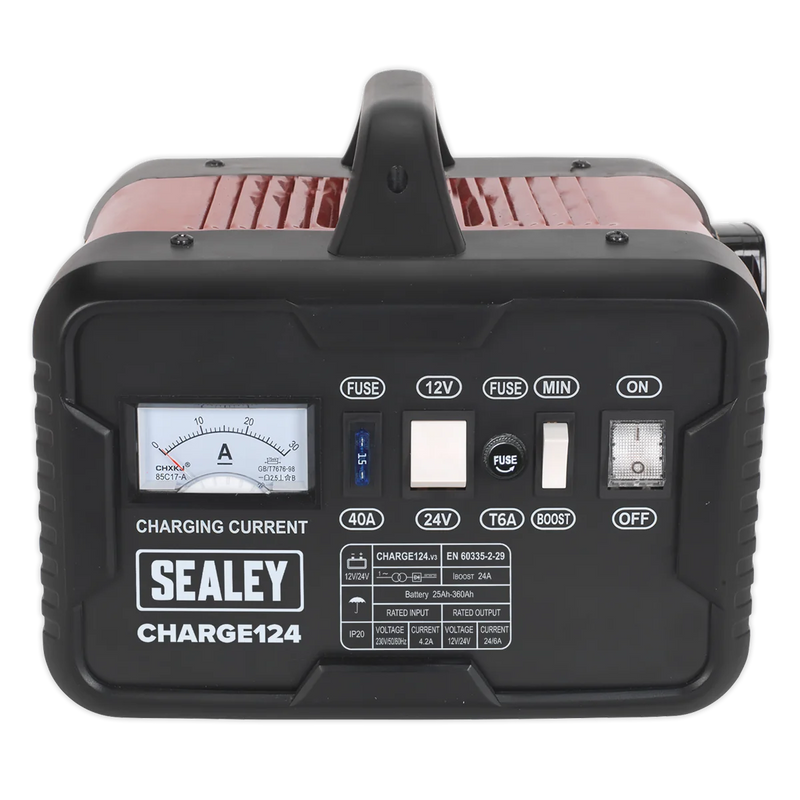 Sealey 12/24V Battery Charger CHARGE124 28A 230V
