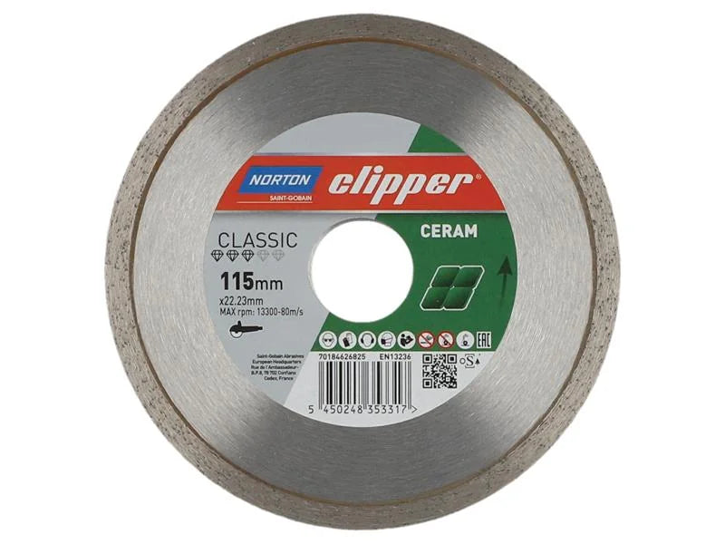 Norton Clipper Classic Ceramic Diamond Blade 115 x 22.23mm - 70184626825