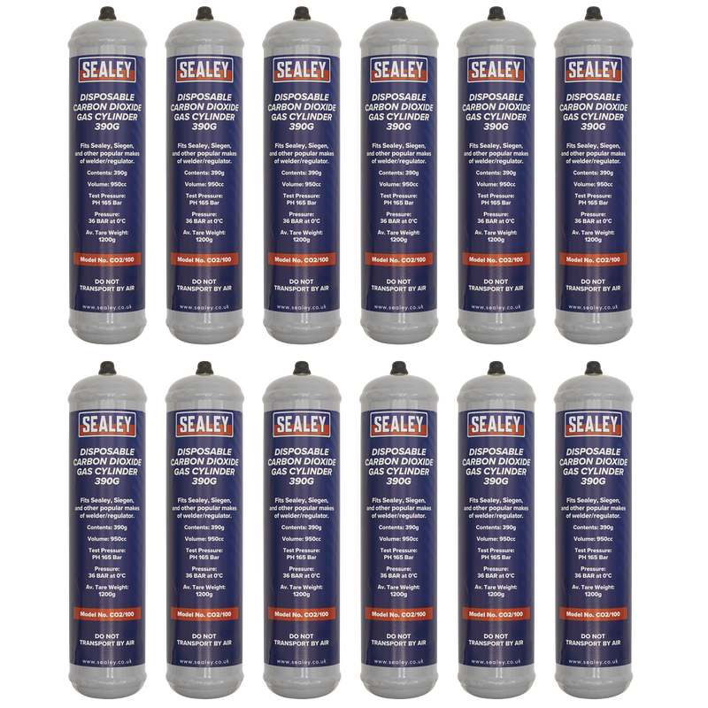 Sealey Disposable CO2 Gas Cylinder 390g - Box of 12