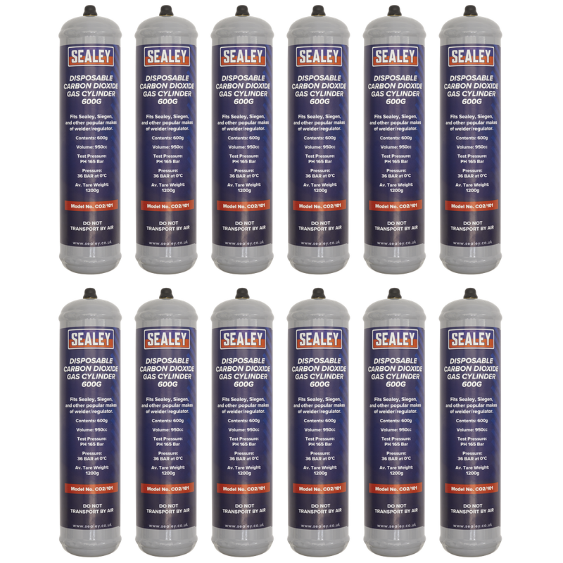 Sealey Disposable CO2 Gas Cylinder 600g - Box of 12