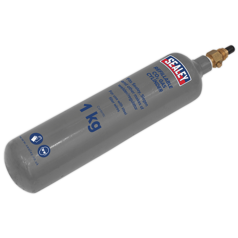 Sealey Refillable CO2 Gas Cylinder 1kg - 4kg Nett Weight
