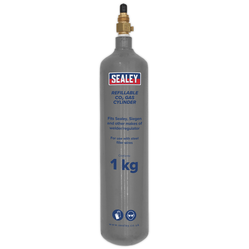 Sealey Refillable CO2 Gas Cylinder 1kg - 4kg Nett Weight