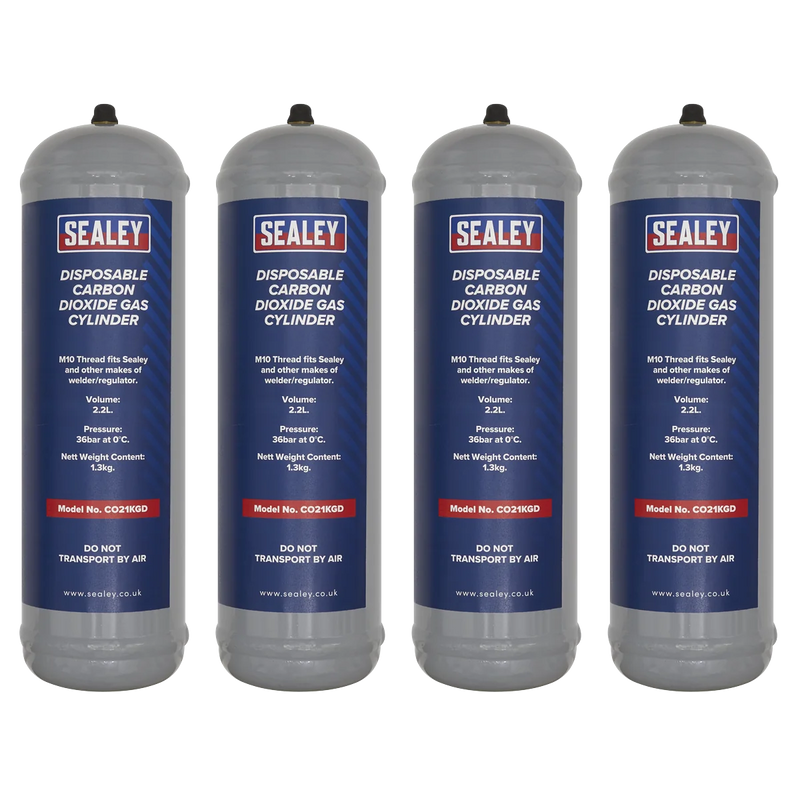 Sealey Disposable Carbon Dioxide Gas Cylinder 1.3kg - Pack of 4