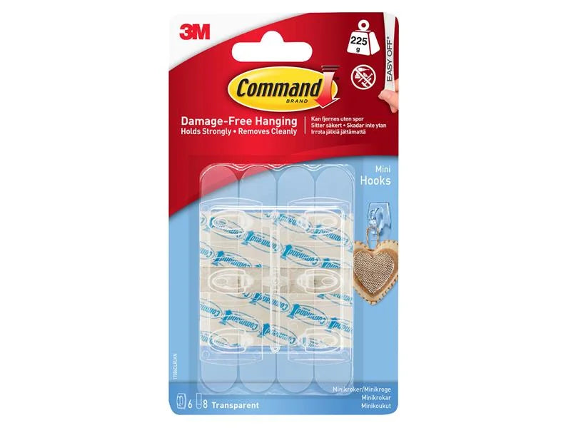 Command™ Command Mini Hooks + Strips Clear x 6 17006CLR - 7100411071