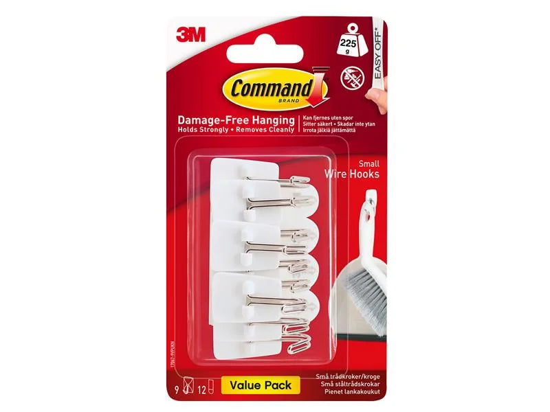 Command™ Command Wire Hooks + Strips Small Clear x 9 17067-VP - 7100352232