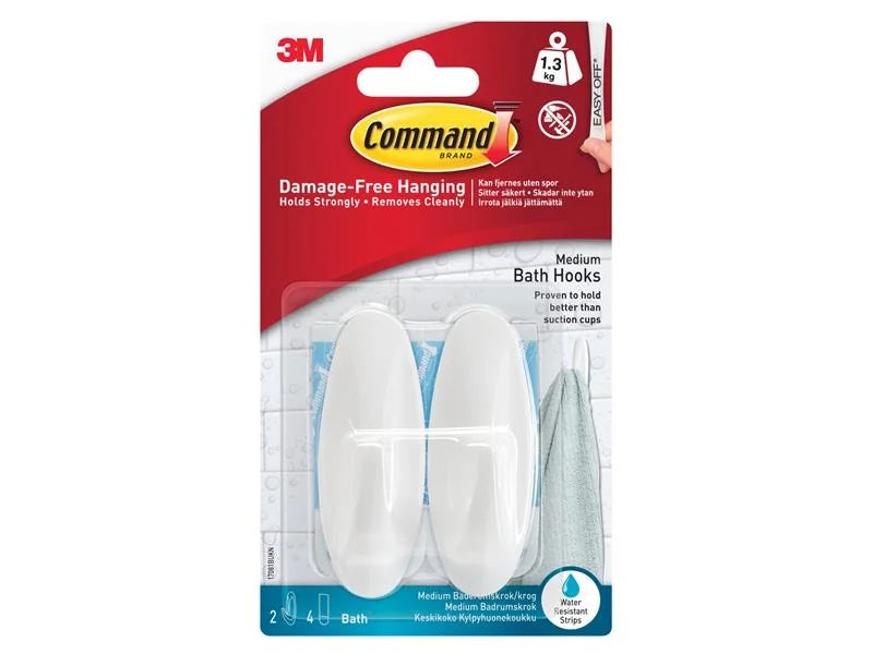 Command™ Command Water Resistant Medium Hooks x 2 17081B - 7100351437