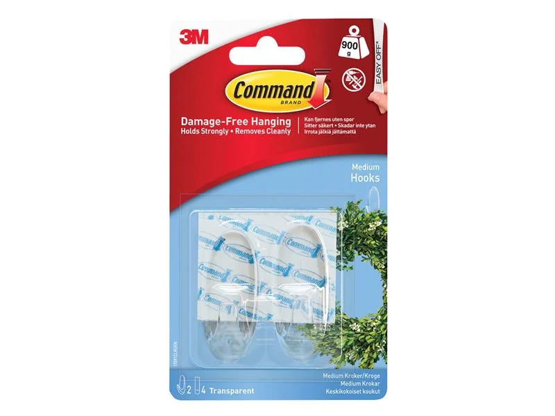 Command™ Command Hooks + Strips Medium Clear 17091-CLR - 7100352131