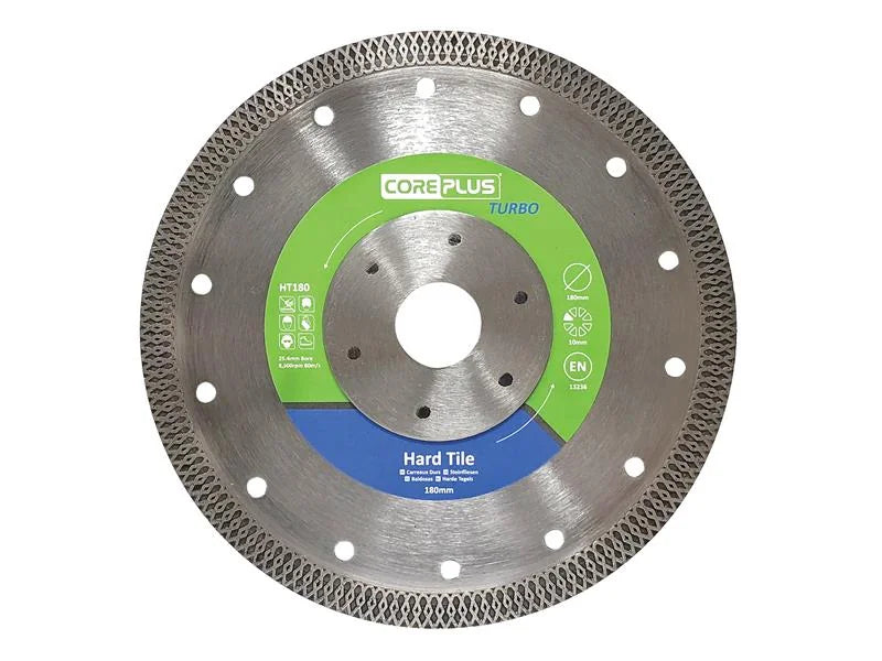 CorePlus HT180 Hard Tile Turbo Diamond Blade 180mm - CORDBHT180