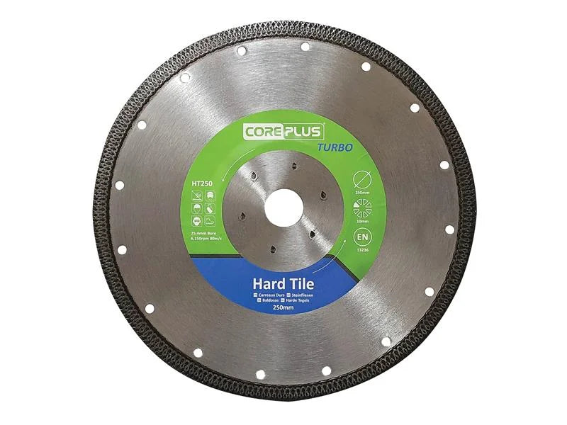 CorePlus HT250 Hard Tile Turbo Diamond Blade 250mm - CORDBHT250