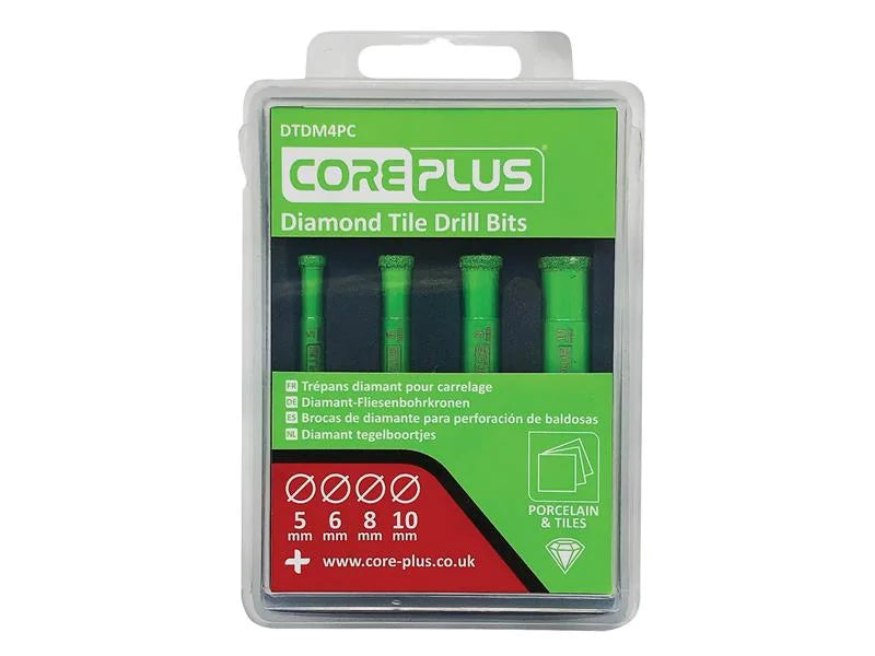 CorePlus DTDM4PC Diamond Tile Drill Bit Set, 4 Piece - CORDTDM4PC