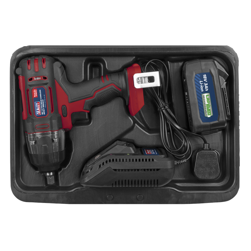 Sealey 1/2"Sq Drive Cordless Impact Wrench 18V 3Ah