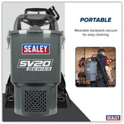 Sealey SV20 Series Backpack Vacuum Cleaner 40V - Body Only