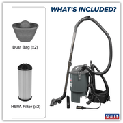 Sealey SV20 Series Backpack Vacuum Cleaner 40V - Body Only