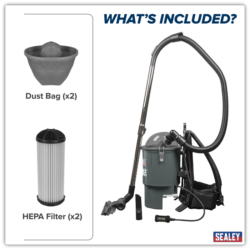 Sealey SV20 Series Backpack Vacuum Cleaner 40V - Body Only
