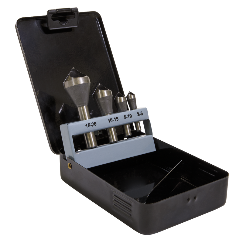 Sealey 90° Slotted Deburring Countersink Drill Bit Set 4 Piece