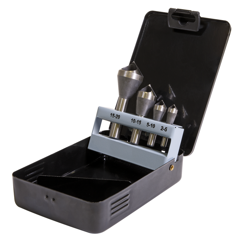 Sealey 90° Slotted Deburring Countersink Drill Bit Set 4 Piece