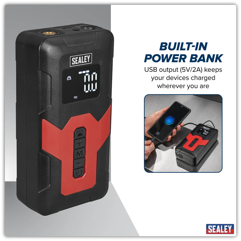 Sealey Rechargeable Tyre Inflator CTI140 120psi Power Bank