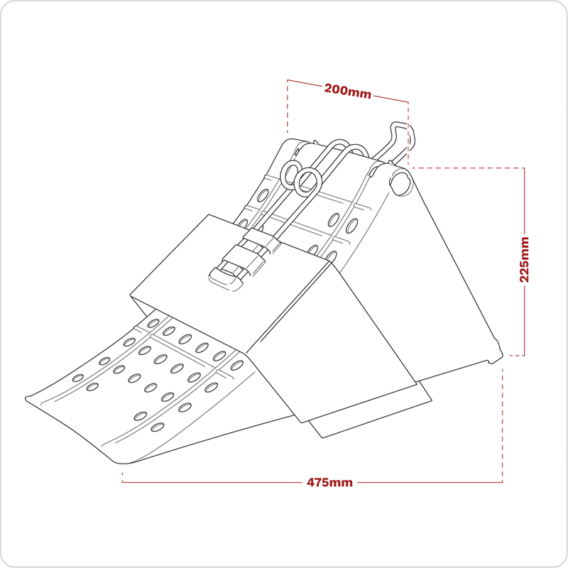 Sealey Wheel Chock CV127 200x475x225mm with Bracket