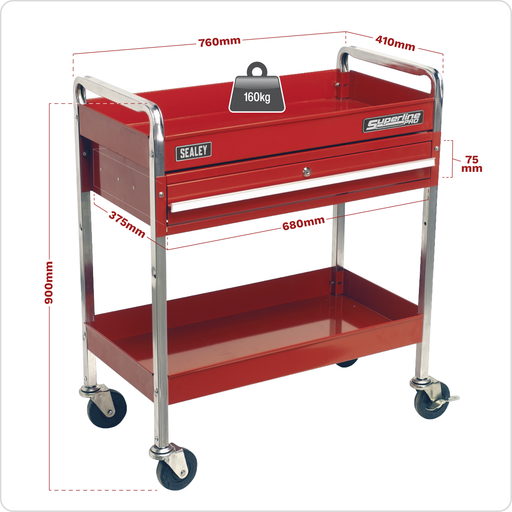 Sealey Superline PRO Heavy-Duty Trolley CX101D 160kg Capacity