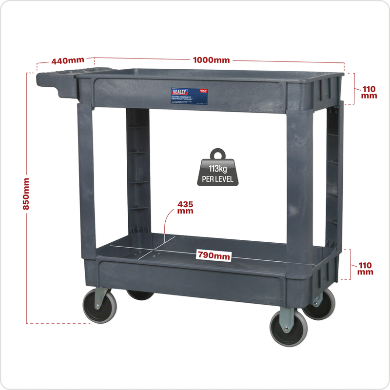 Sealey Composite Heavy-Duty Trolley CX202 113kg Capacity