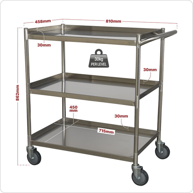 Sealey Premier Stainless Steel Workshop Trolley CX410SS 30kg Capacity