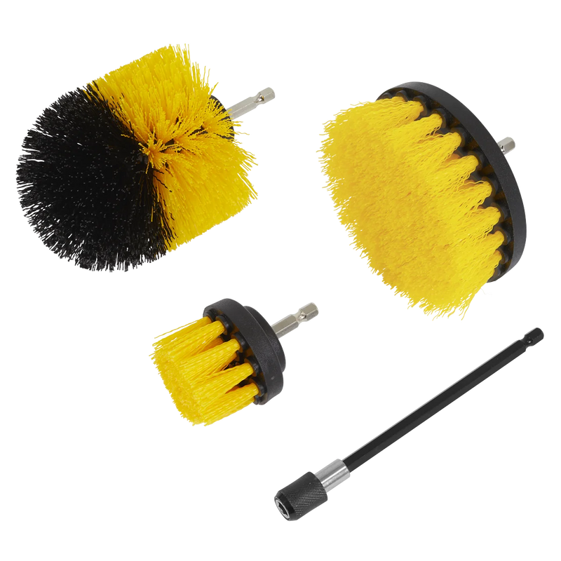 Sealey Drill Brush Set 4 Piece with 150mm Quick Chuck Holder