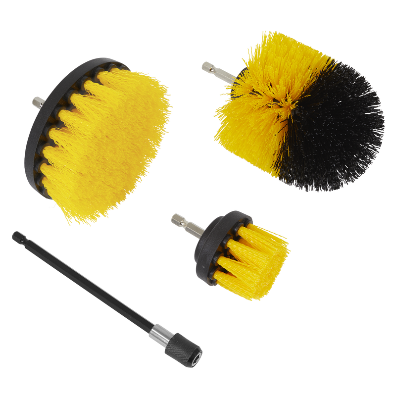 Sealey Drill Brush Set 4 Piece with 150mm Quick Chuck Holder