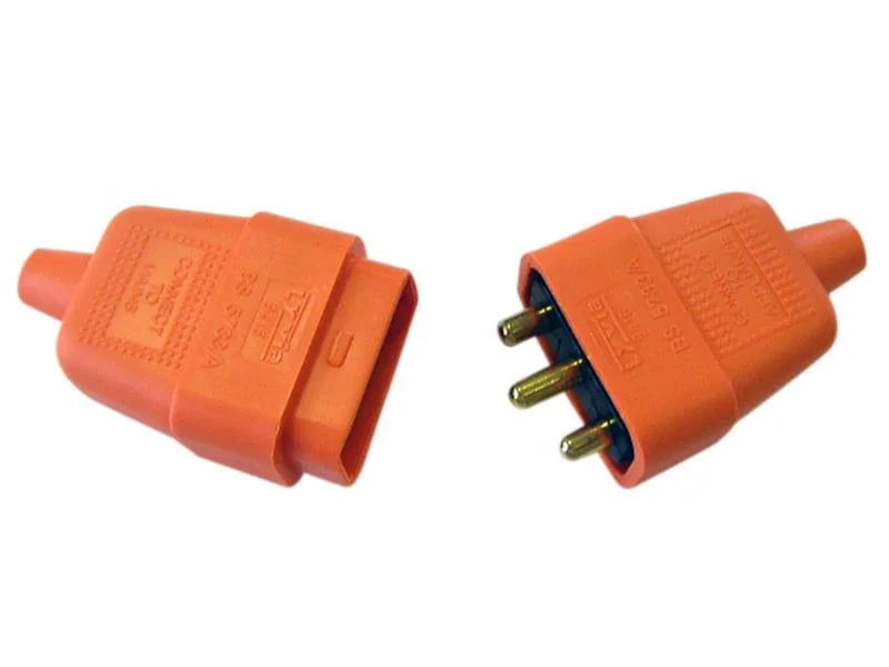 Dencon 3 Pin Rubber Connector Plug 10A Orange - 9416ORNB