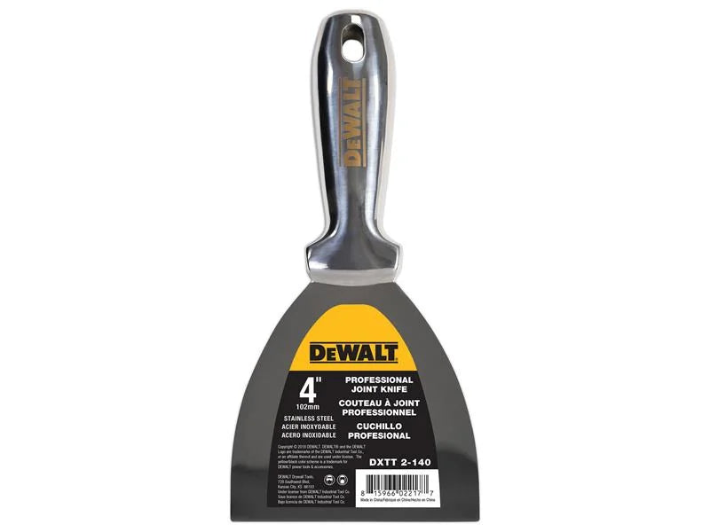 DEWALT Drywall Stainless Steel Jointing/Filling Knife 100mm (4in) - EU2-404