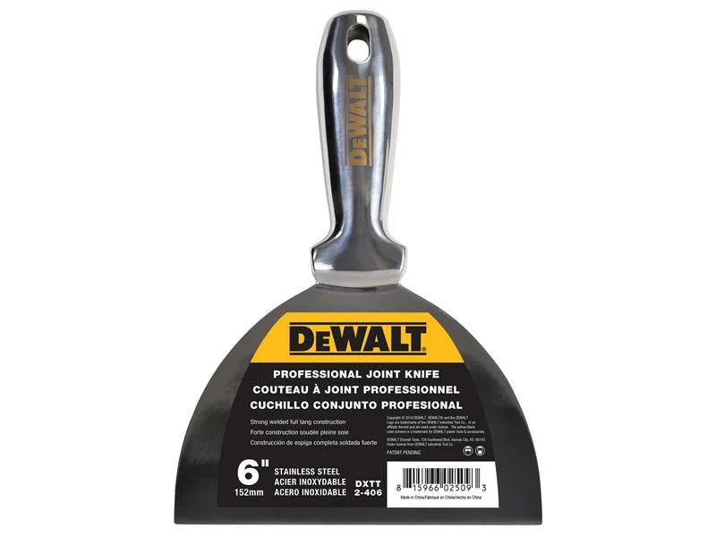 DEWALT Drywall Stainless Steel Jointing/Filling Knife 150mm (6in) - EU2-406