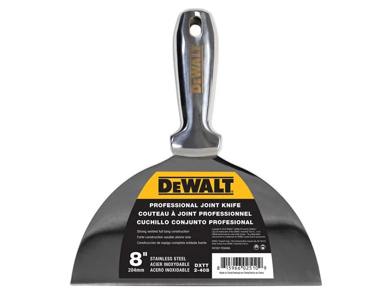 DEWALT Drywall Stainless Steel Jointing/Filling Knife 200mm (8in) - EU2-408