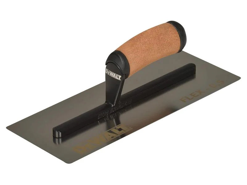DEWALT Drywall FLEX Stainless Steel Flat Trowel, Leather Handle 12in 0.4-0.5mm
