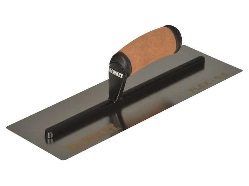 DEWALT Drywall FLEX Stainless Steel Flat Trowel, Leather Handle 14in 0.4-0.5mm