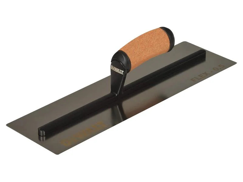 DEWALT Drywall FLEX Stainless Steel Flat Trowel, Leather Handle 16in 0.4-0.5mm