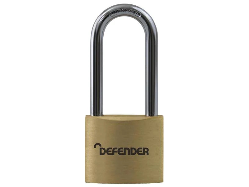 Defender Padlock Long Shackle Brass 40mm DFBP4/2.5 - DFBP4/2.5