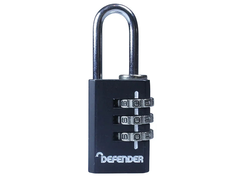 DEFENDER black die-cast Combination Padlock 20-40mm