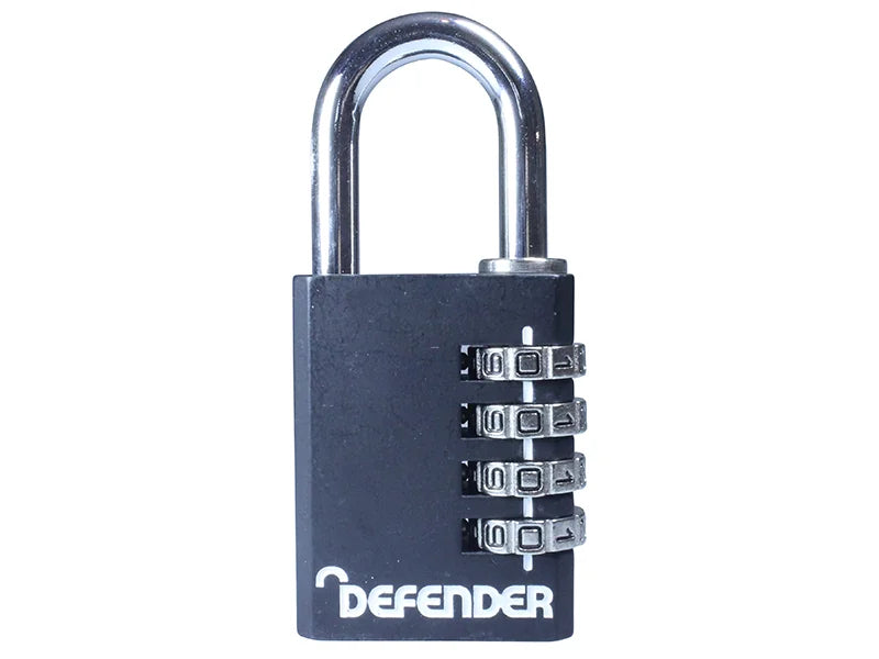 DEFENDER black die-cast Combination Padlock 20-40mm