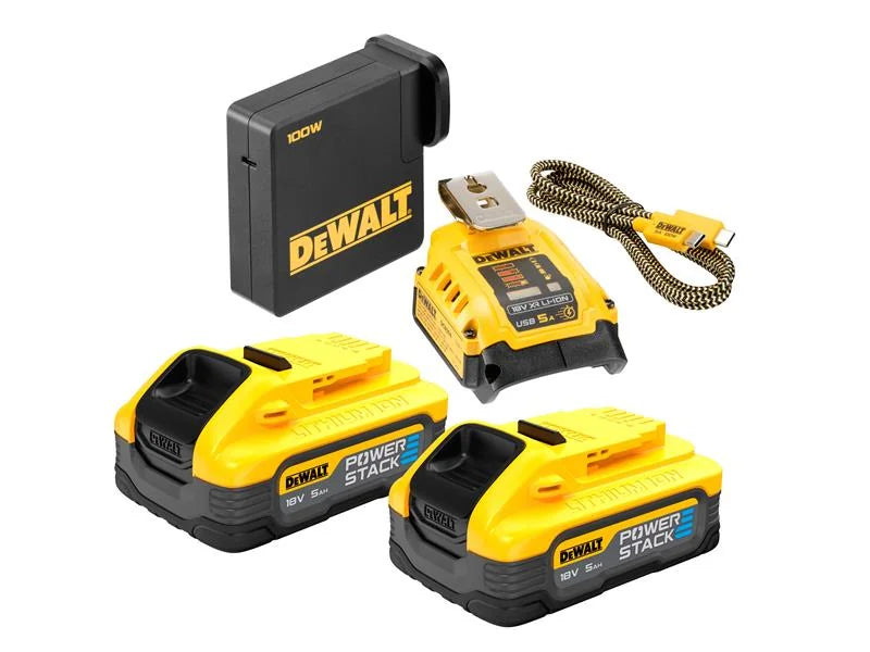 DEWALT Power Tools DCB094 H2USB-C POWERSTACK™ Starter Kit 18V 2 x 5.0Ah Li-ion