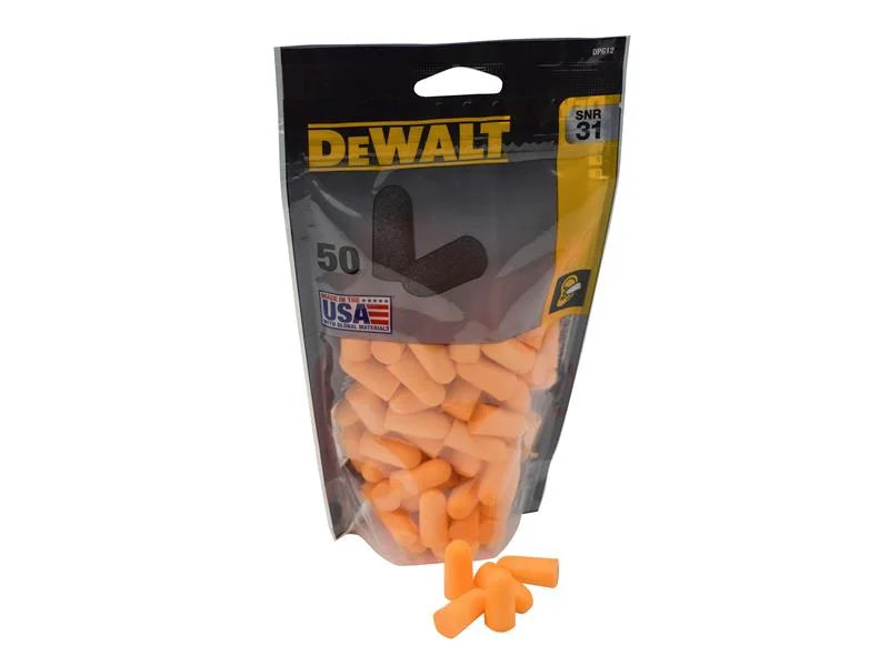 DEWALT Power Tools DPG12 Disposable Foam Earplugs Pack of 50 - DPG12BG50 EU