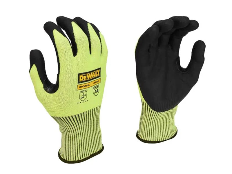 DEWALT Power Tools Hi-Vis Cut D Grip Gloves - L (Size 9) - DPG855L EU