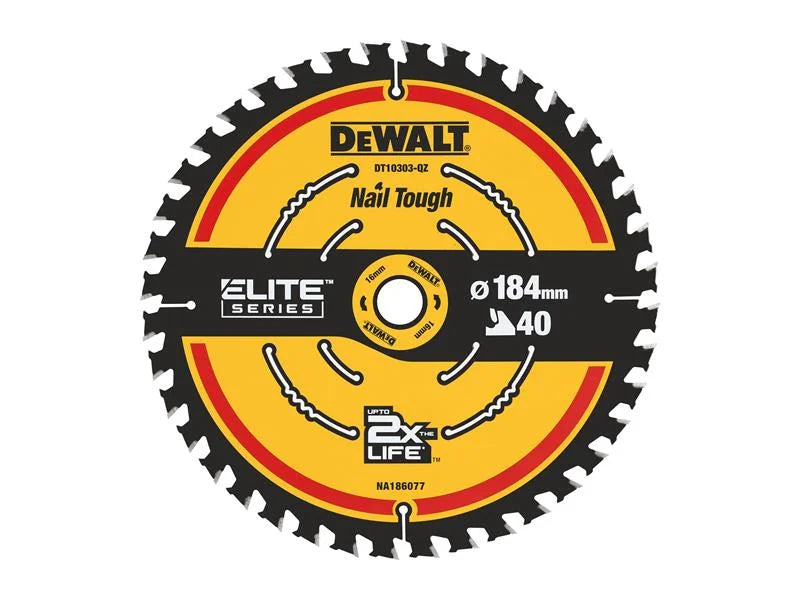 DEWALT Power Tools ELITE™ Series 2nd Fix Circular Saw Blade 184 x 16mm x 40T