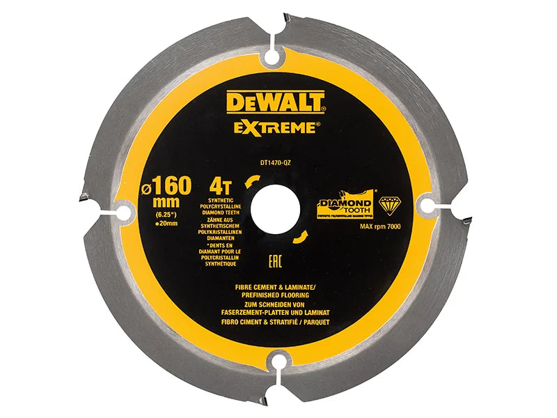 DEWALT Power Tools Extreme PCD Fibre Cement Saw Blade 160 x 20mm x 4T